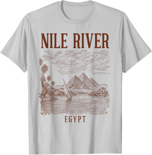 Nile River Egypt Traveling Nature Lover Exploring Pyramid T-Shirt - T-Shirt | Ash