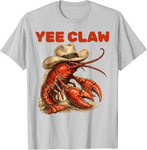 Lobster Cowboy Trendy Yee Claw Funny Lobster Western Beach T-Shirt - T-Shirt | Ash