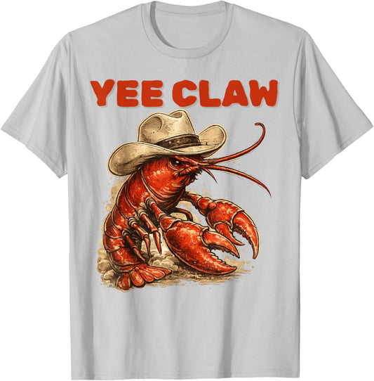 Lobster Cowboy Trendy Yee Claw Funny Lobster Western Beach T-Shirt - T-Shirt | Ash