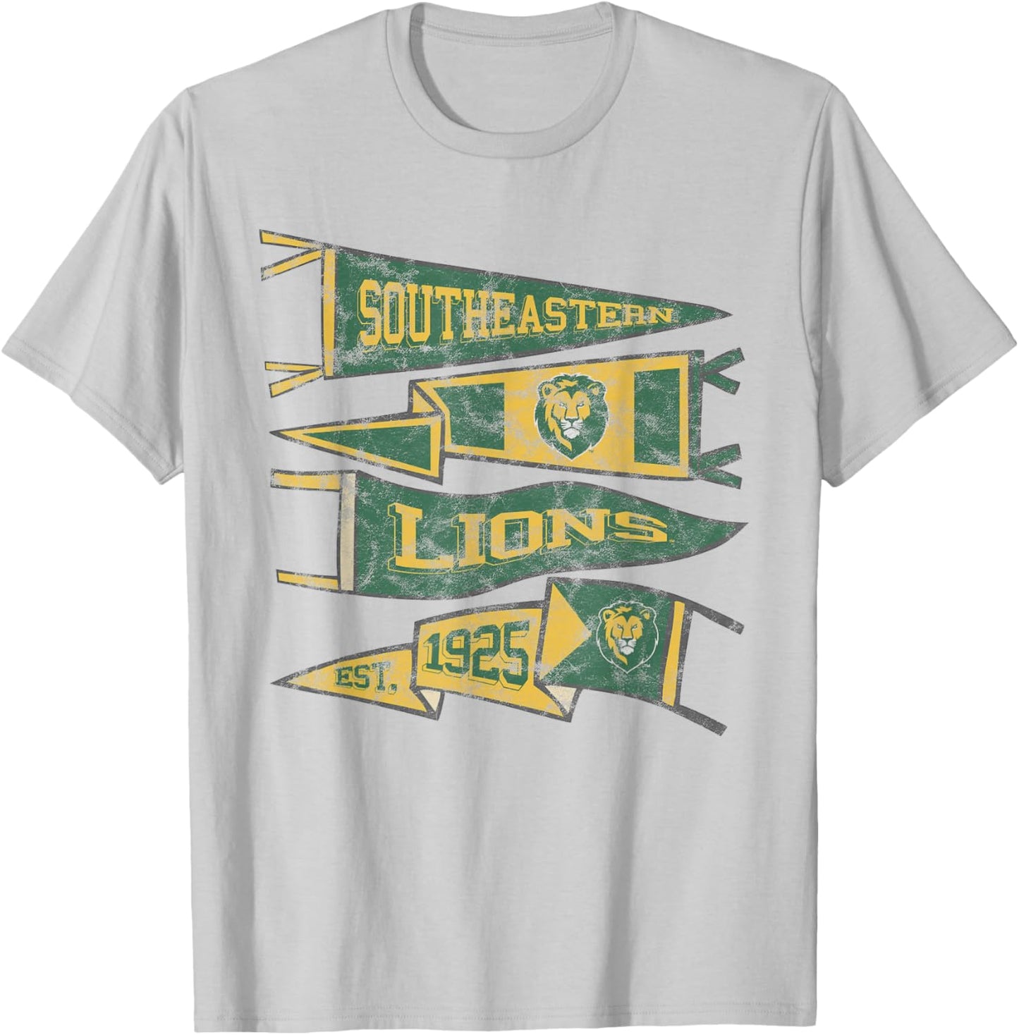 Southeastern Louisiana University Lions Distressed Pennants T-Shirt - T-Shirt | Ash