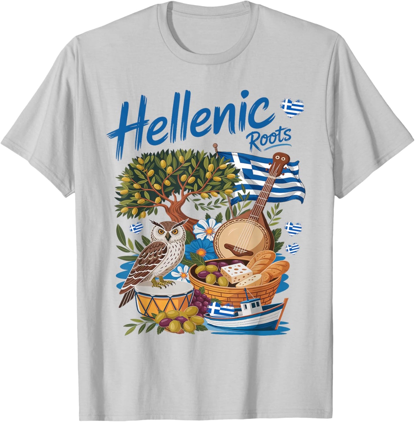 Greek Flag Outfit Idea for Kids with Hellenic Greece Roots T-Shirt - T-Shirt | Ash