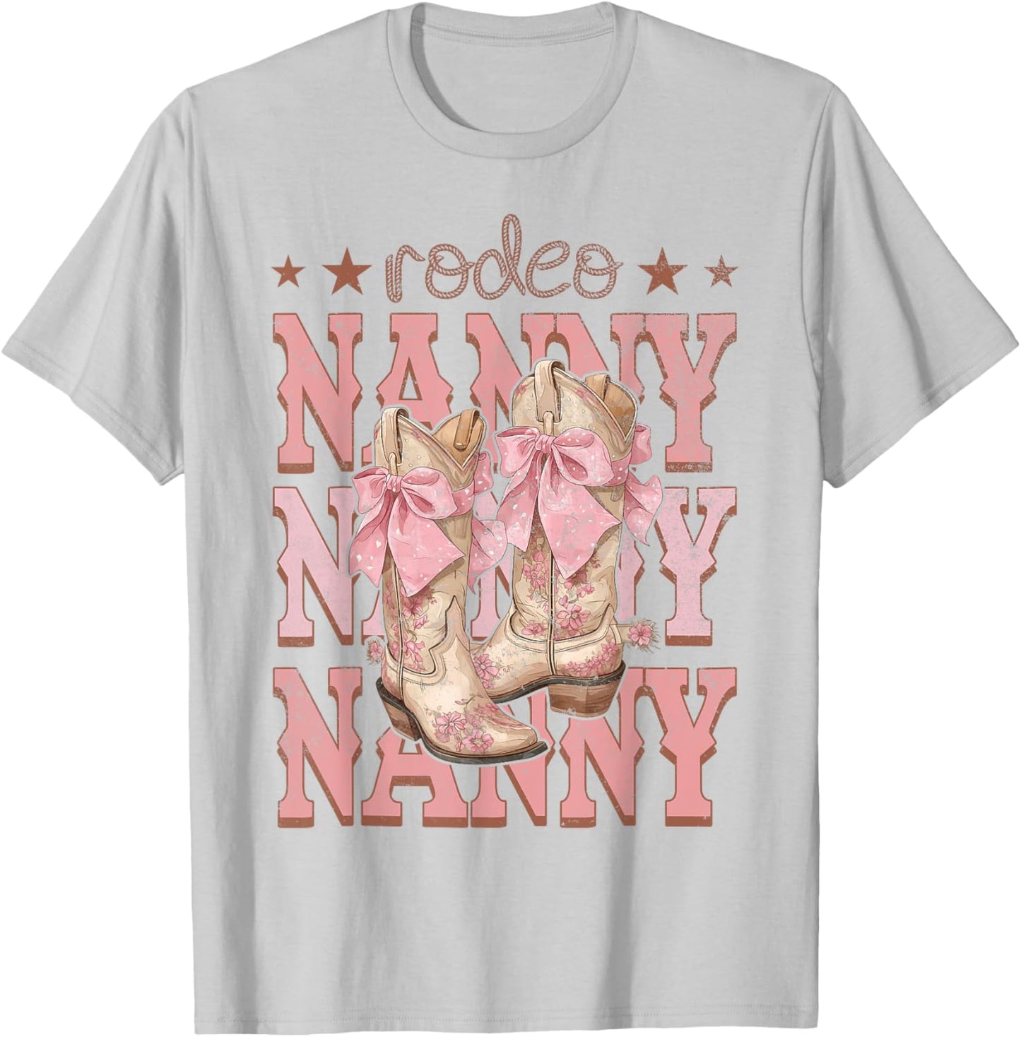 Rodeo Nanny Pink Boots Coquette Cow-Girl Birthday Party T-Shirt - T-Shirt | Ash