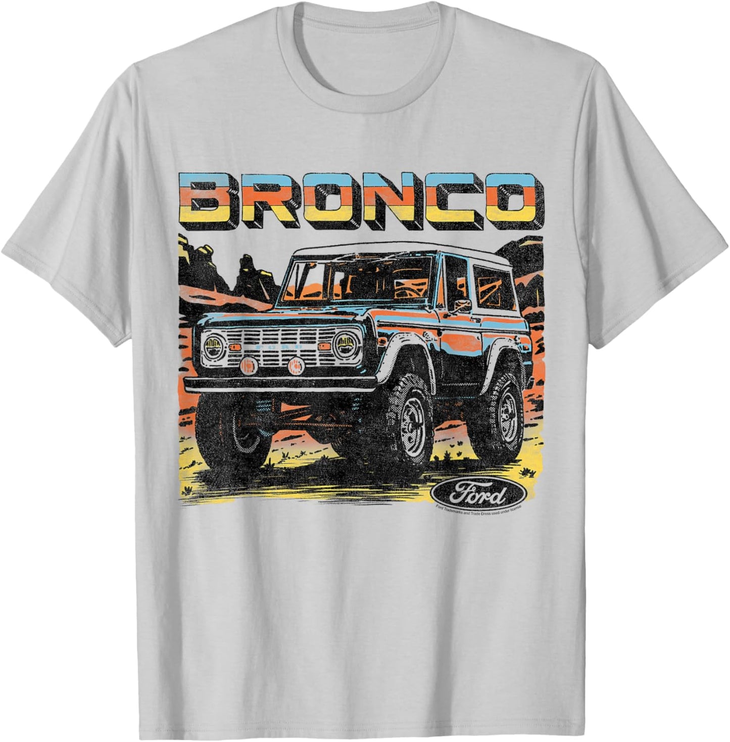 Ford - Bronco SUV Outdoor Desert Mountain Terrain With Logo T-Shirt - T-Shirt | Ash