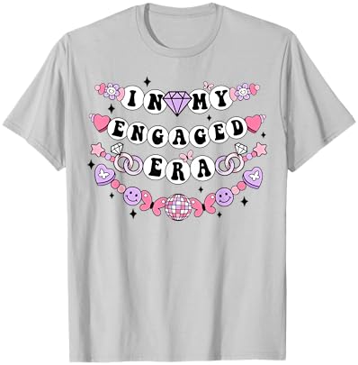In My Engaged Era Disco Friendship Bracelet Mrs Fiance Bride T-Shirt - T-Shirt | Ash