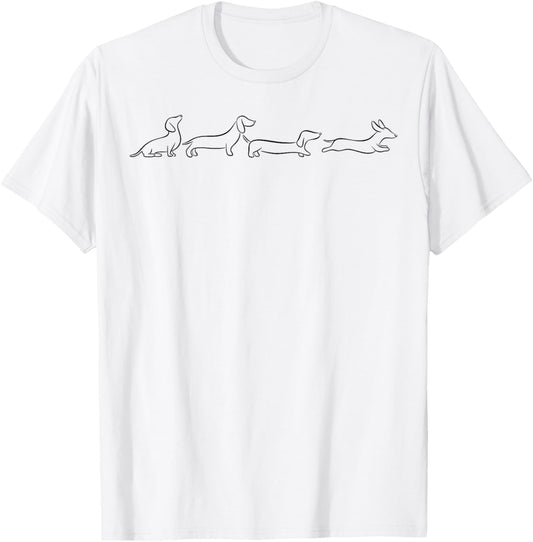 Dachshund Line Art cute Doxie Wiener Dog for woman kids T-Shirt - T-Shirt | White