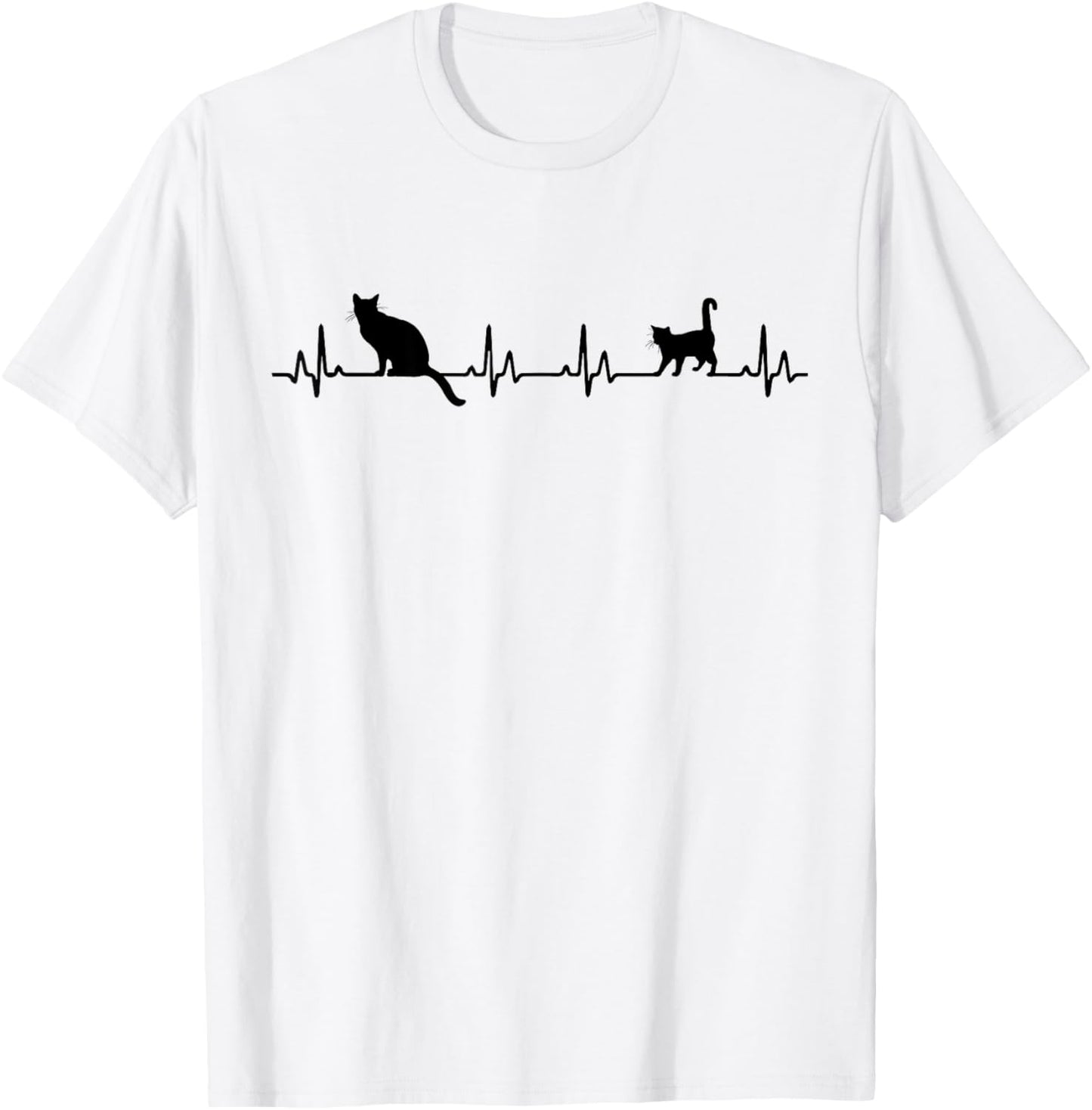 Heartbeat Cat Lover Cute Cat Animal Women Kids T-Shirt - T-Shirt | White