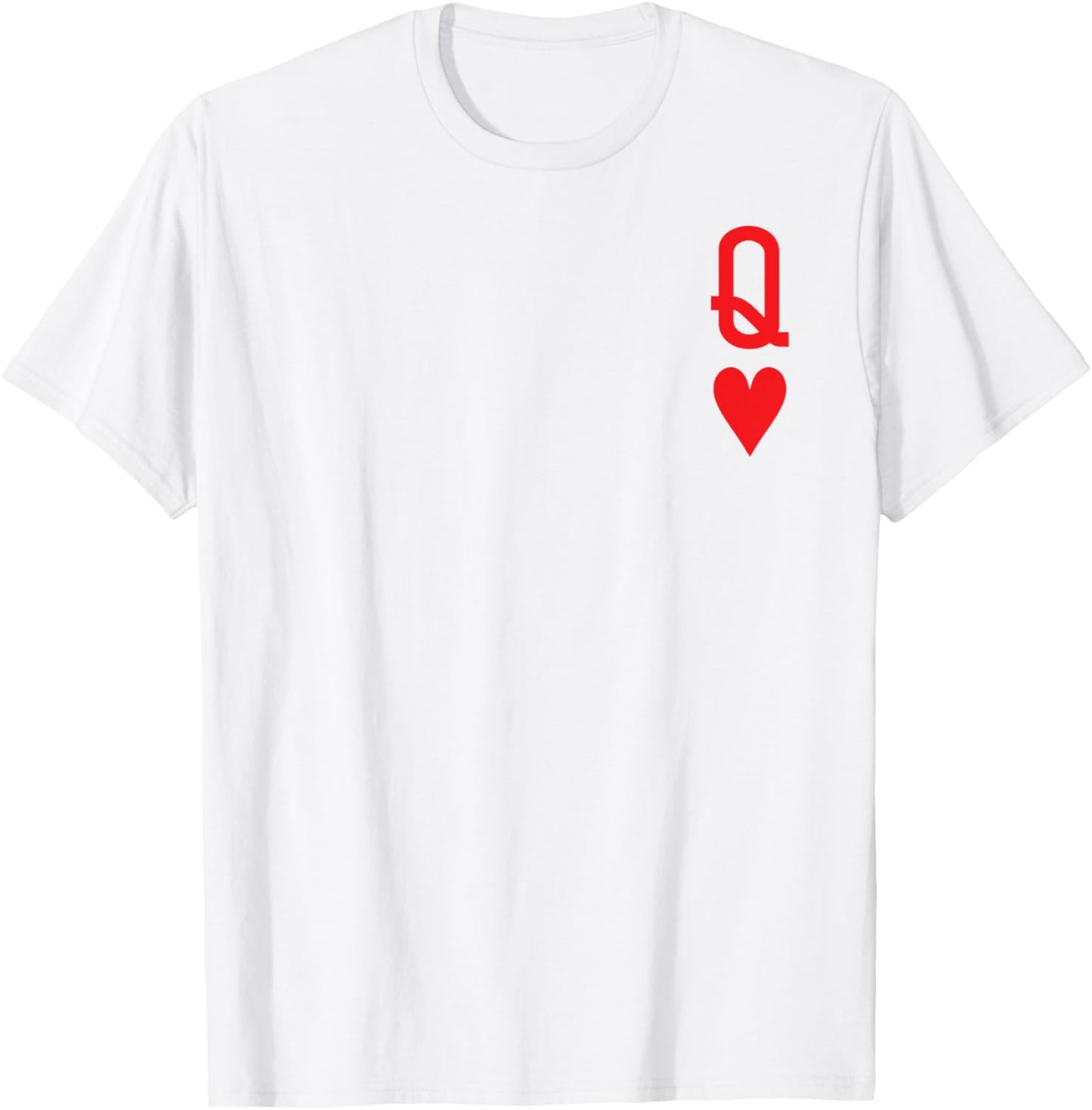Queen of Hearts King of Heart Couple Matching Women Letter Q T-Shirt - T-Shirt | White