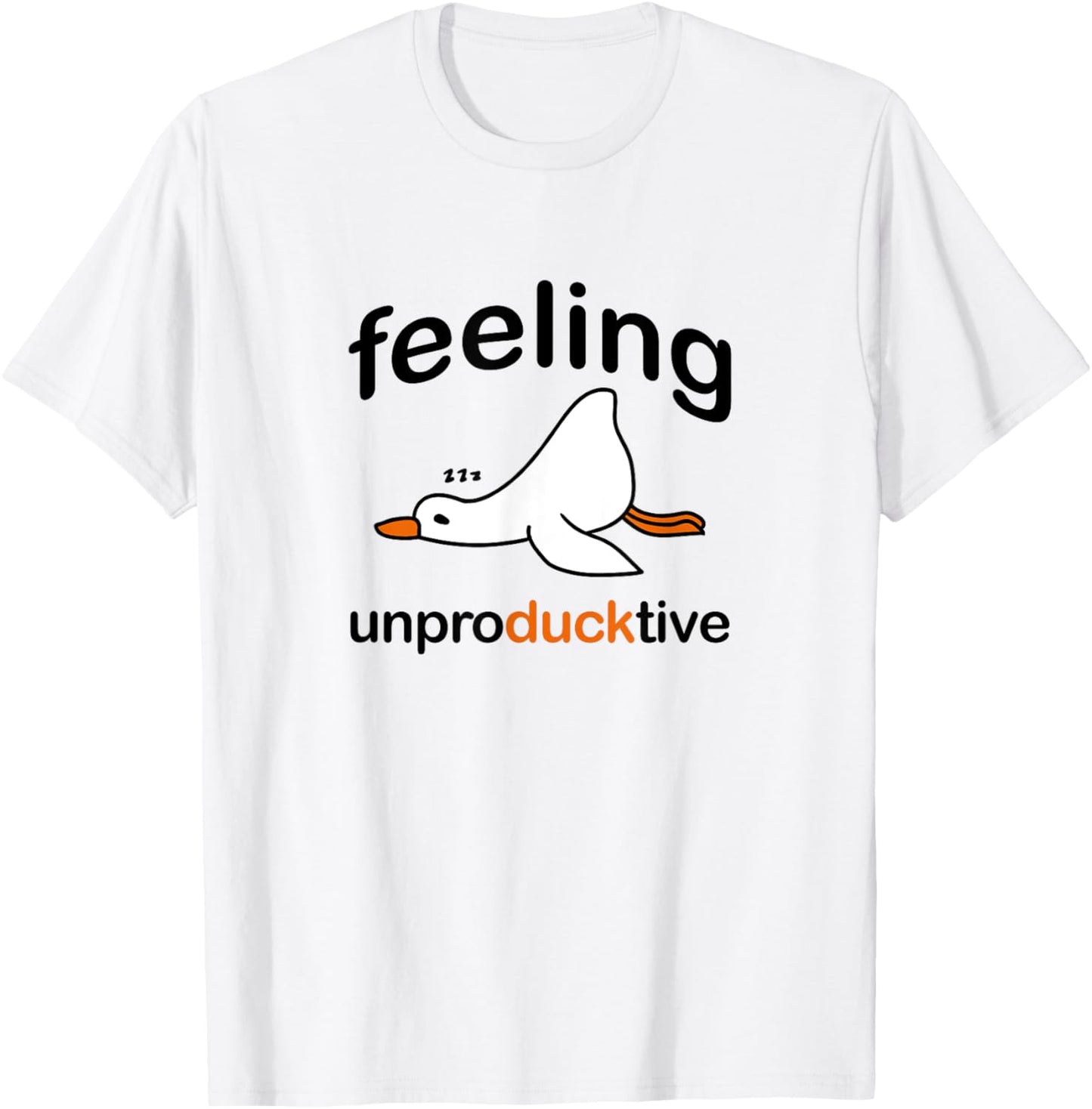 Cute Duck Pun,Witty Wordplay,Tired Duck Feeling Unproductive T-Shirt - T-Shirt | White