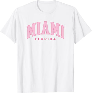 Retro Miami Florida Vintage Arch Preppy Throwback Girls Kid T-Shirt - T-Shirt | White