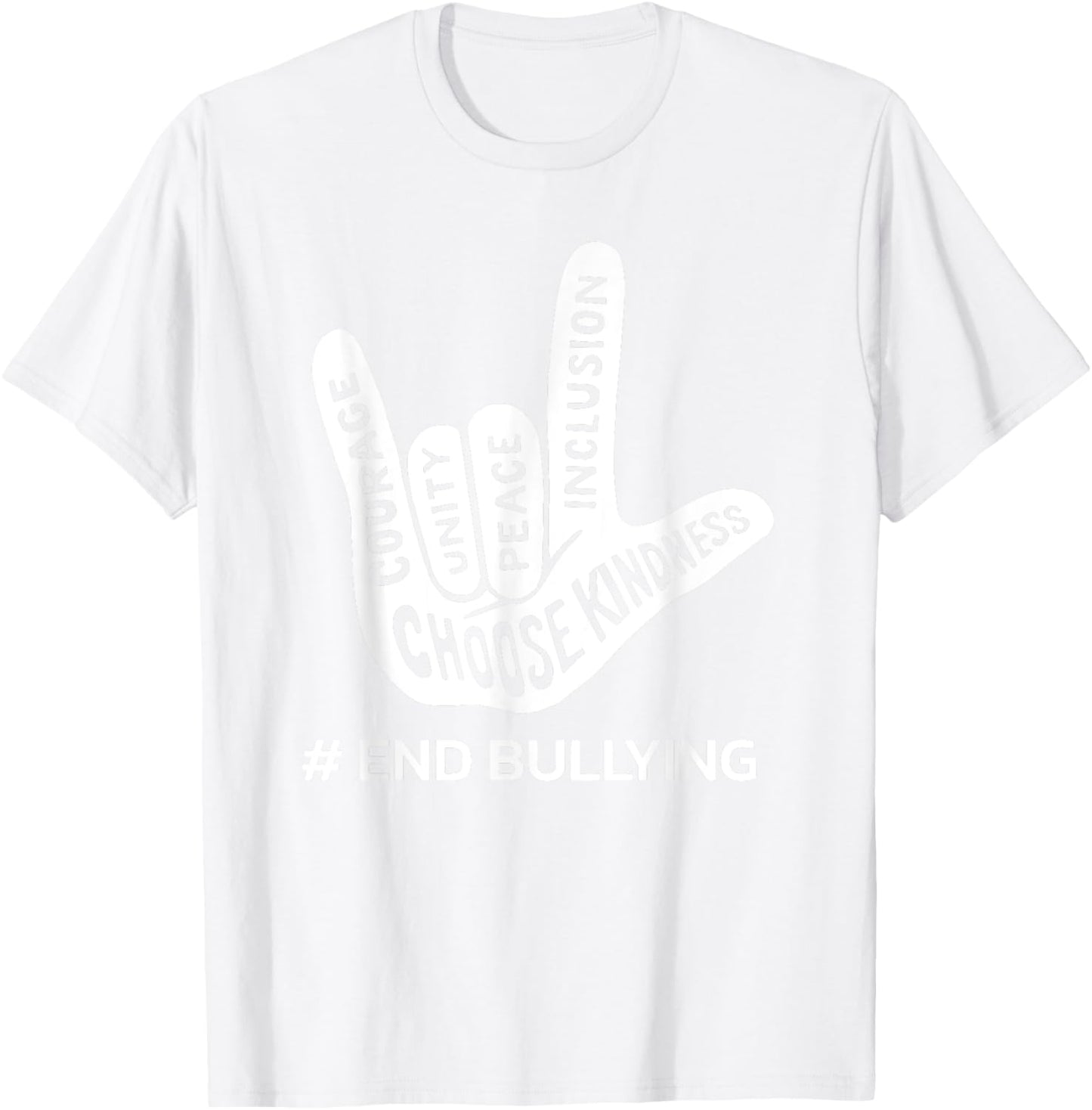 Unity Day Orange Anti Bullying Peace Love Sign Language T-Shirt - T-Shirt | White
