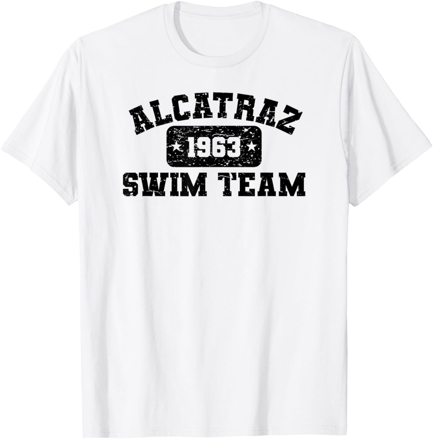 Old Man and the Ts Alcatraz Swim Team - Vintage Athletic Distressed T-Shirt - T-Shirt | White