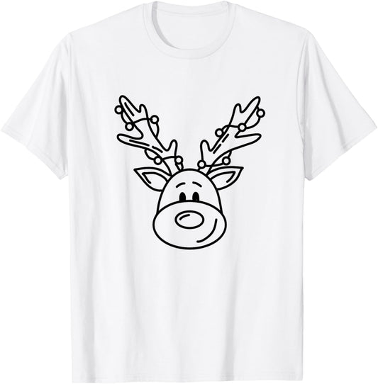 Christmas Funny Reindeer Color Your Own Craft for Kids T-Shirt - T-Shirt | White