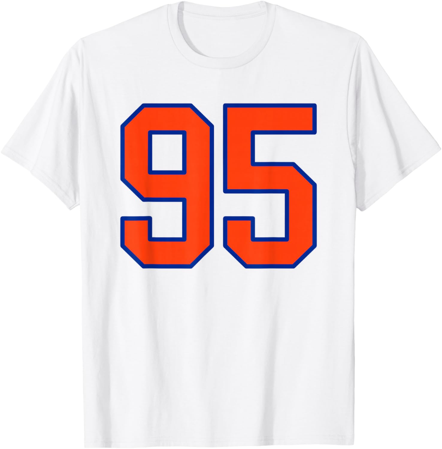 Orange and Blue Sports Number 95 Jersey Uniform Player T-Shirt - T-Shirt | White