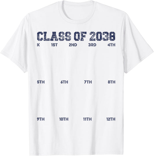 Class of 2038 Grow With Me Shirt Handprint Shirt K to 12th T-Shirt - T-Shirt | White