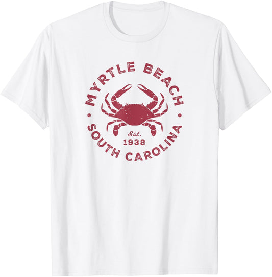 Myrtle Beach South Carolina Blue Crab Vacation Souvenir T-Shirt - T-Shirt | White