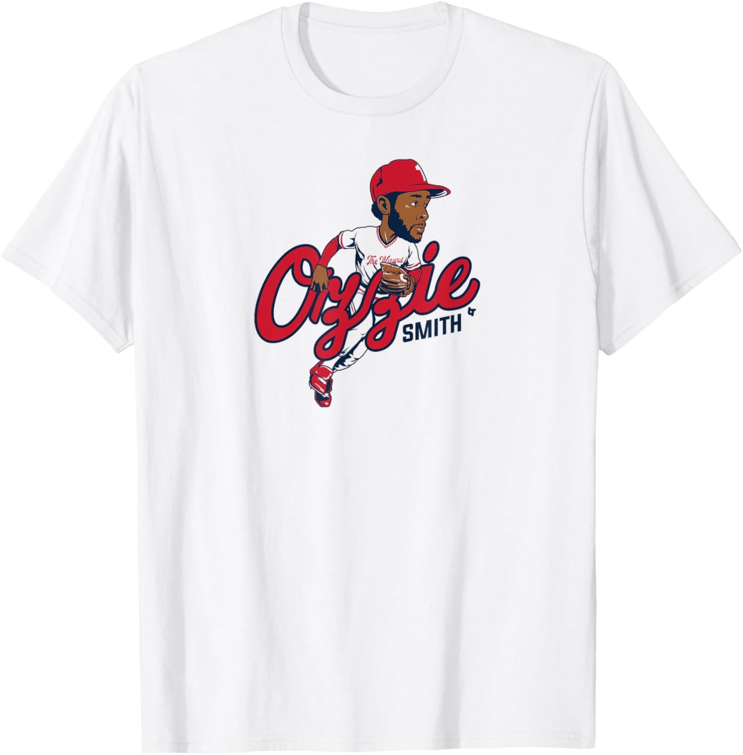 Ozzie Smith: Caricature - St. Louis Baseball T-Shirt - T-Shirt | White