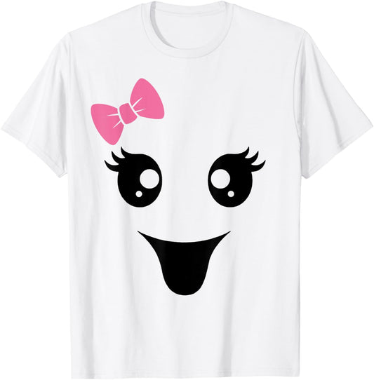 Cute Ghost Face, Boy Girl Funny T-Shirt - T-Shirt | White