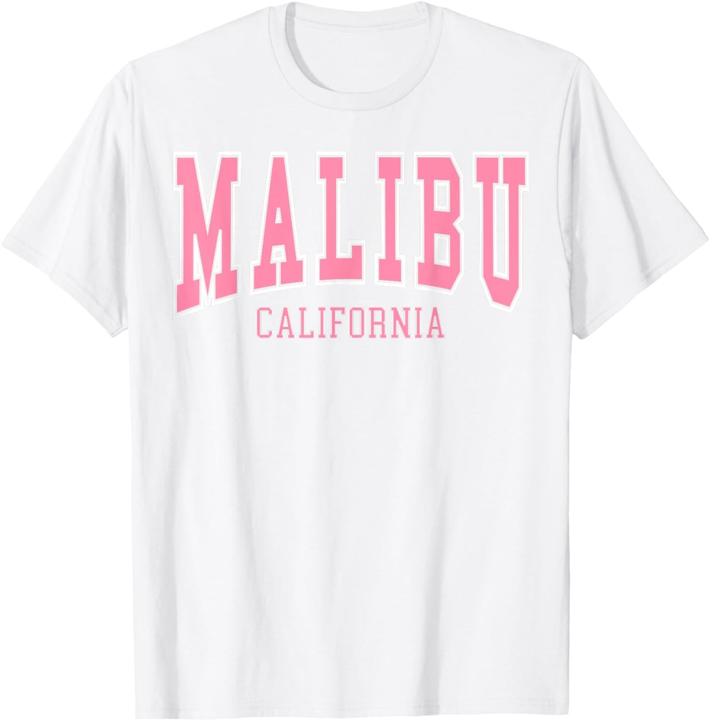 Preppy Varsity Pink Malibu California Teen Girls T-Shirt - T-Shirt | White