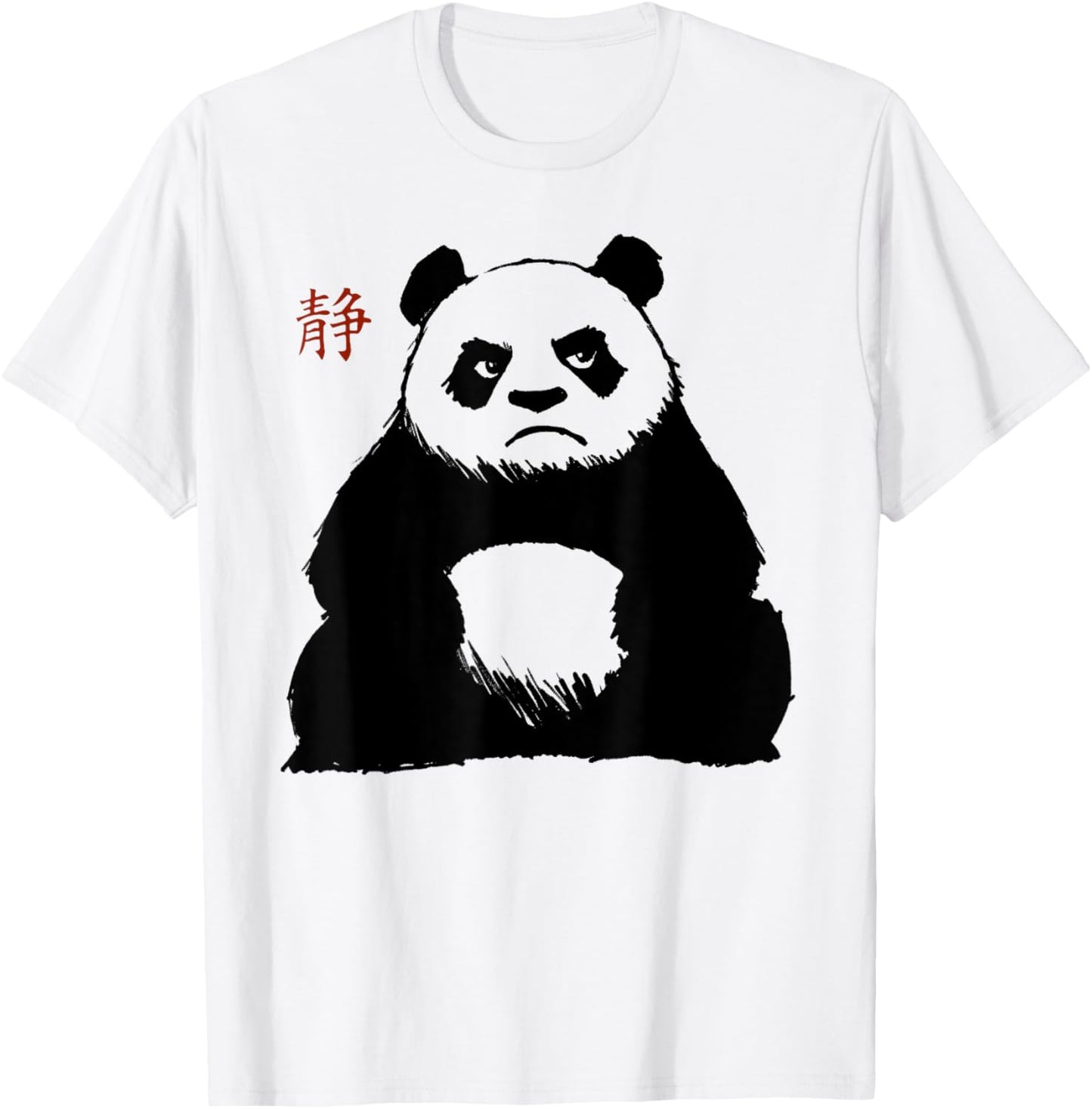 Funny Grumpy Panda Japanese Art T-Shirt - T-Shirt | White