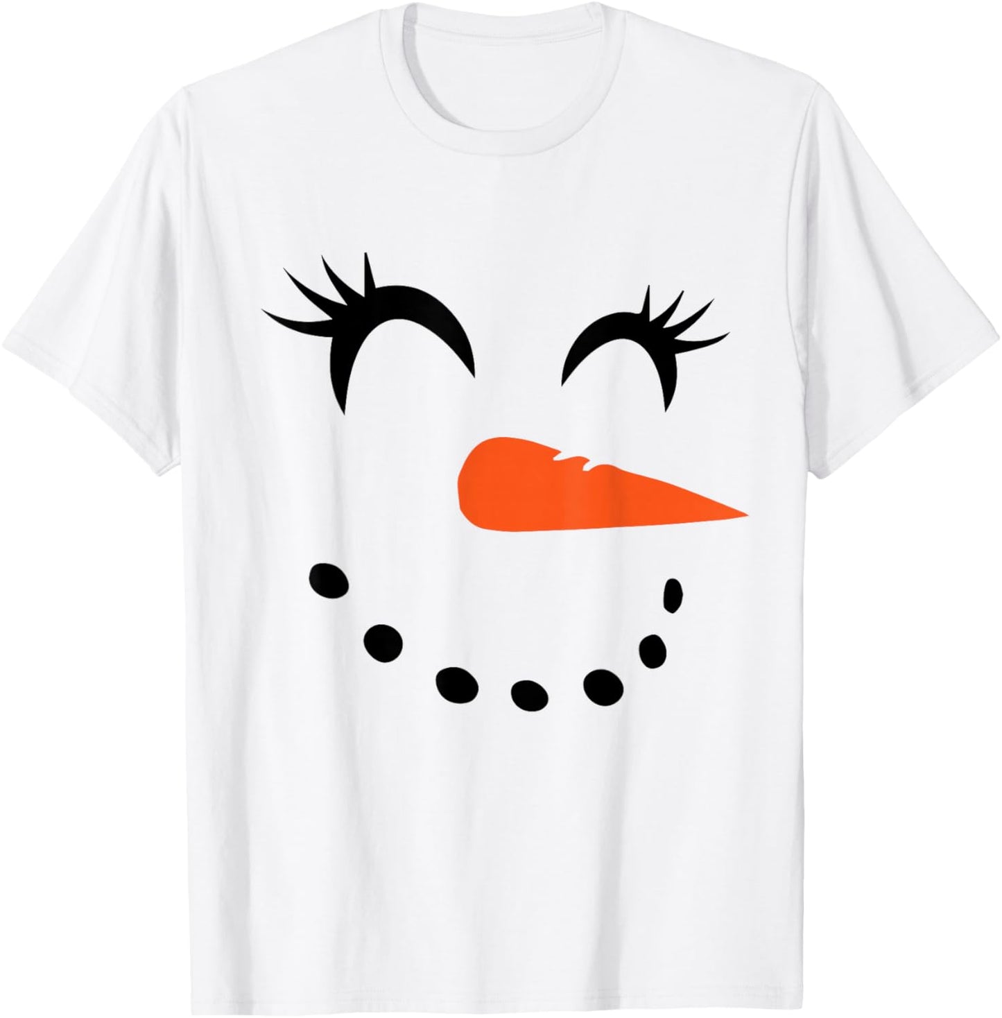 Eyelashes Christmas Snowman Face Costume Girl Kid T-Shirt - T-Shirt | White