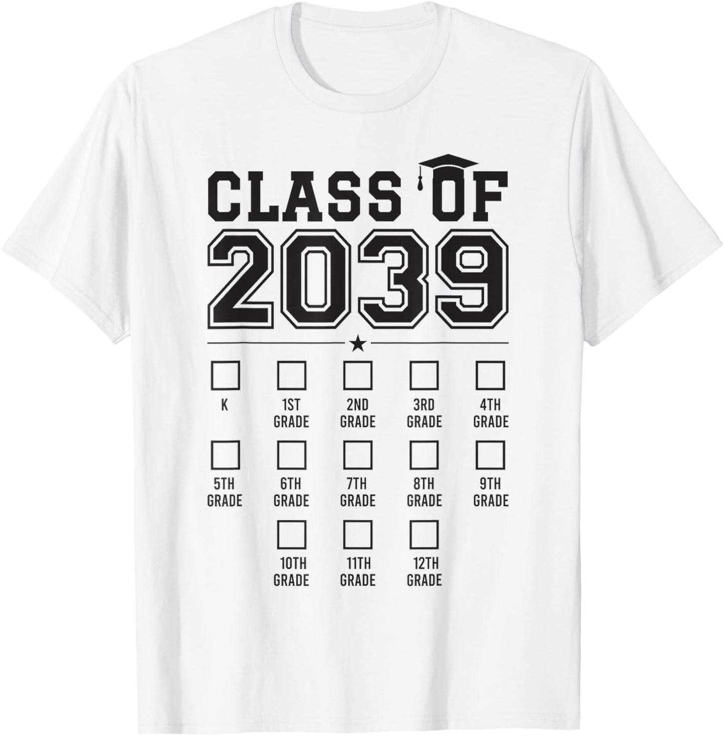 Class of 2039 Grow With Me First Day of School Check Mark T-Shirt - T-Shirt | White