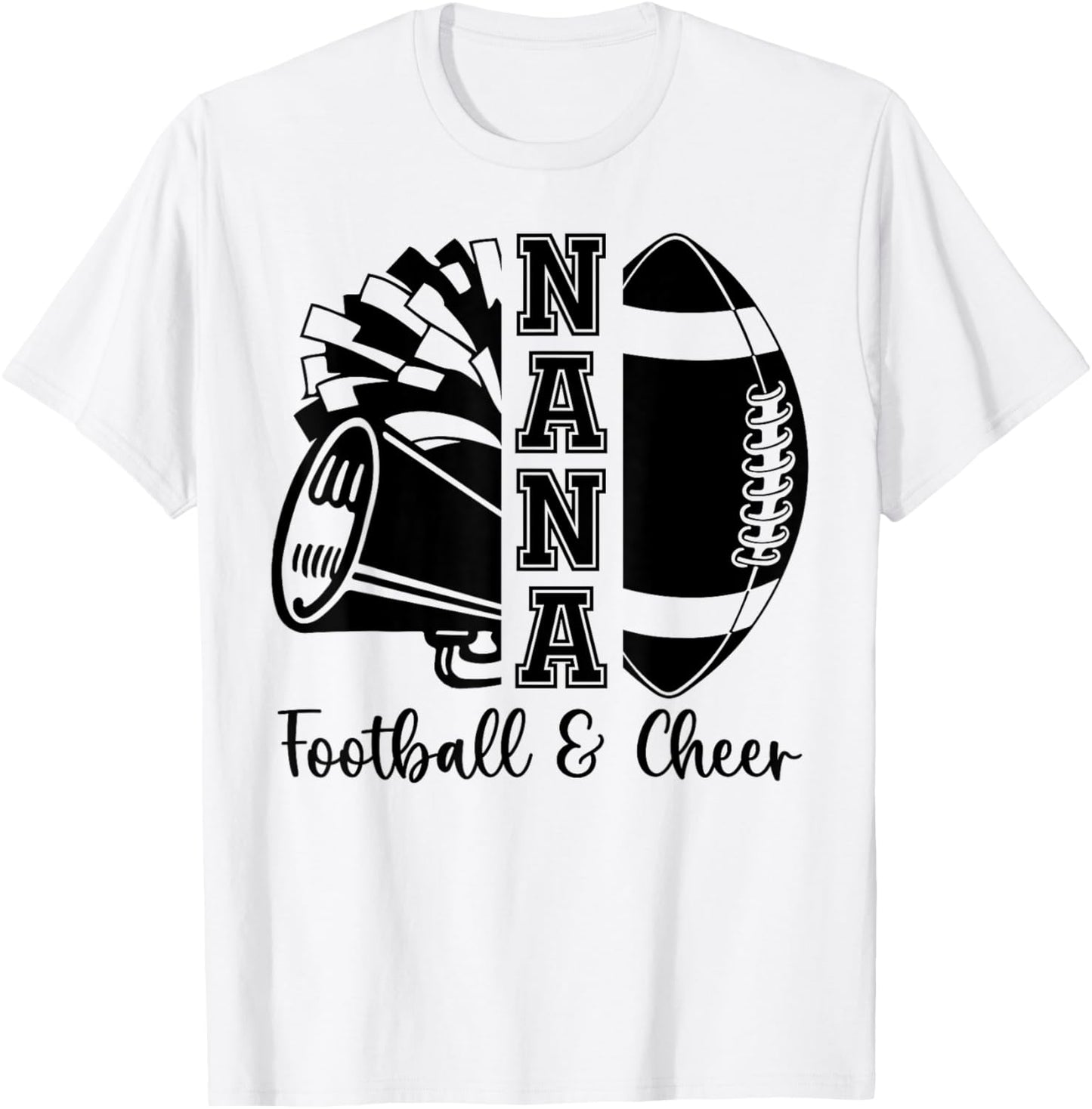 Football Cheer Nana Grandma High School Cheerleader Pom Pom T-Shirt - T-Shirt | White