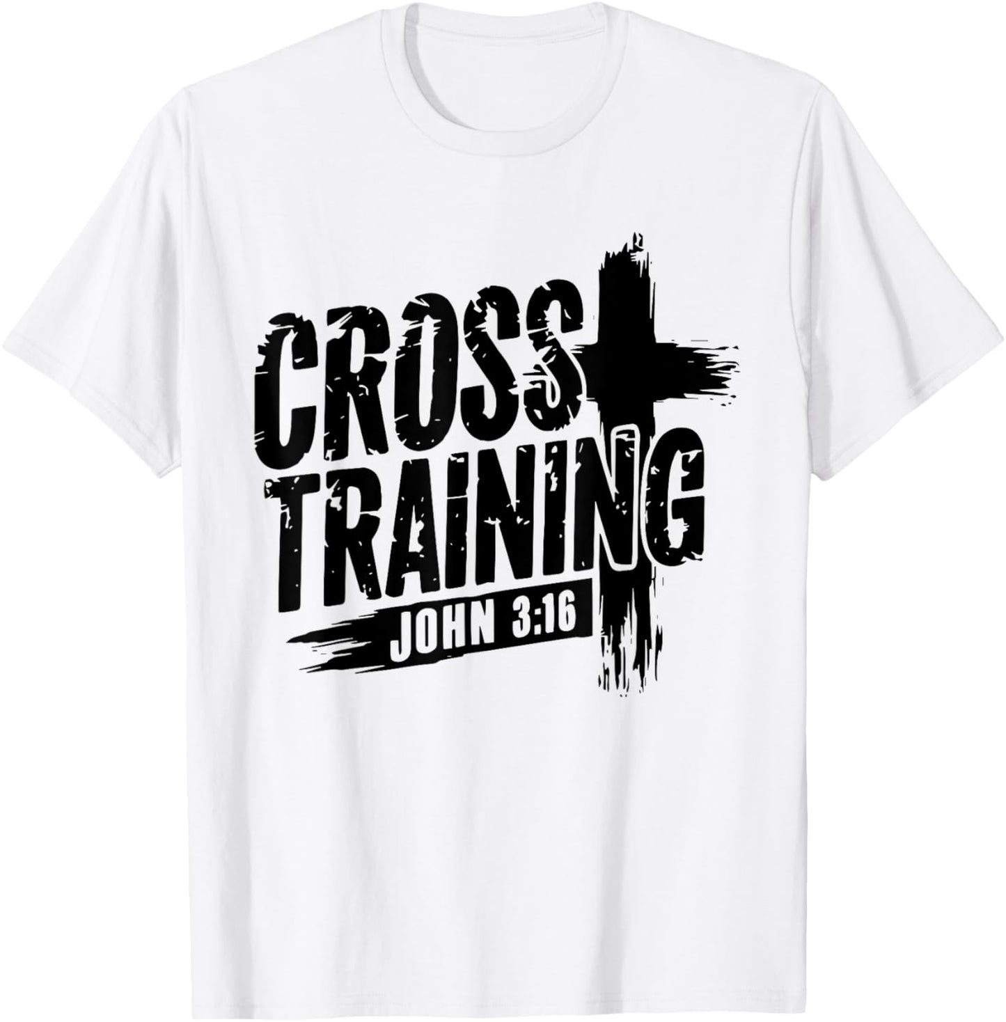 Retro Cross Training 3 16 Christian Faith Motivational Bible T-Shirt - T-Shirt | White