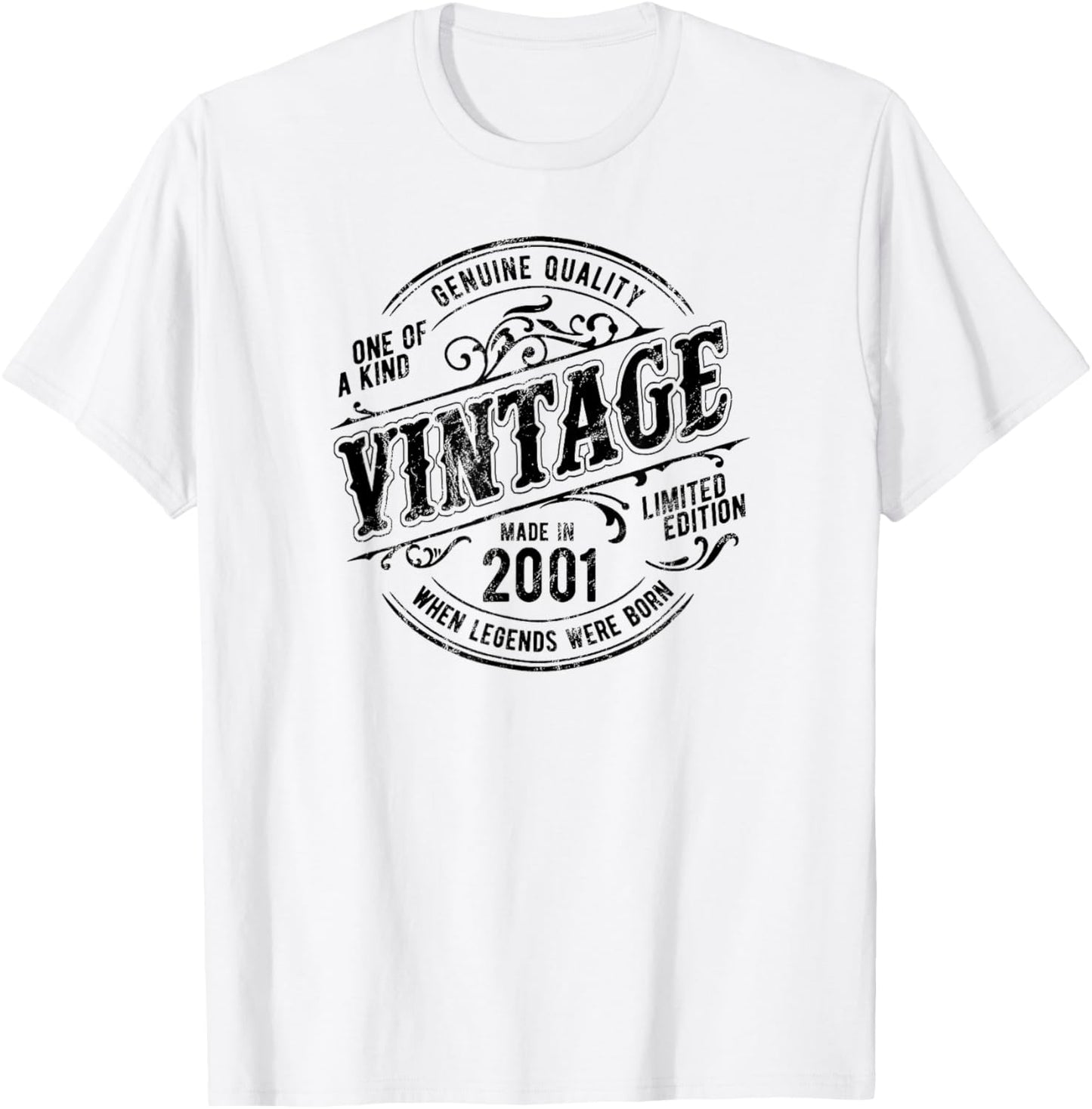 24th Birthday Made In 2001 When Legends Were Born Vintage T-Shirt - T-Shirt | White