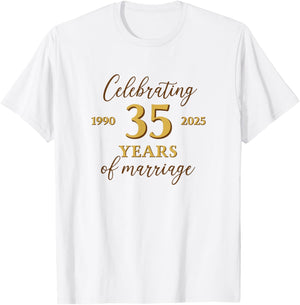 Funny 35 Years of Marriage 1990 35th Wedding Anniversary T-Shirt - T-Shirt | White