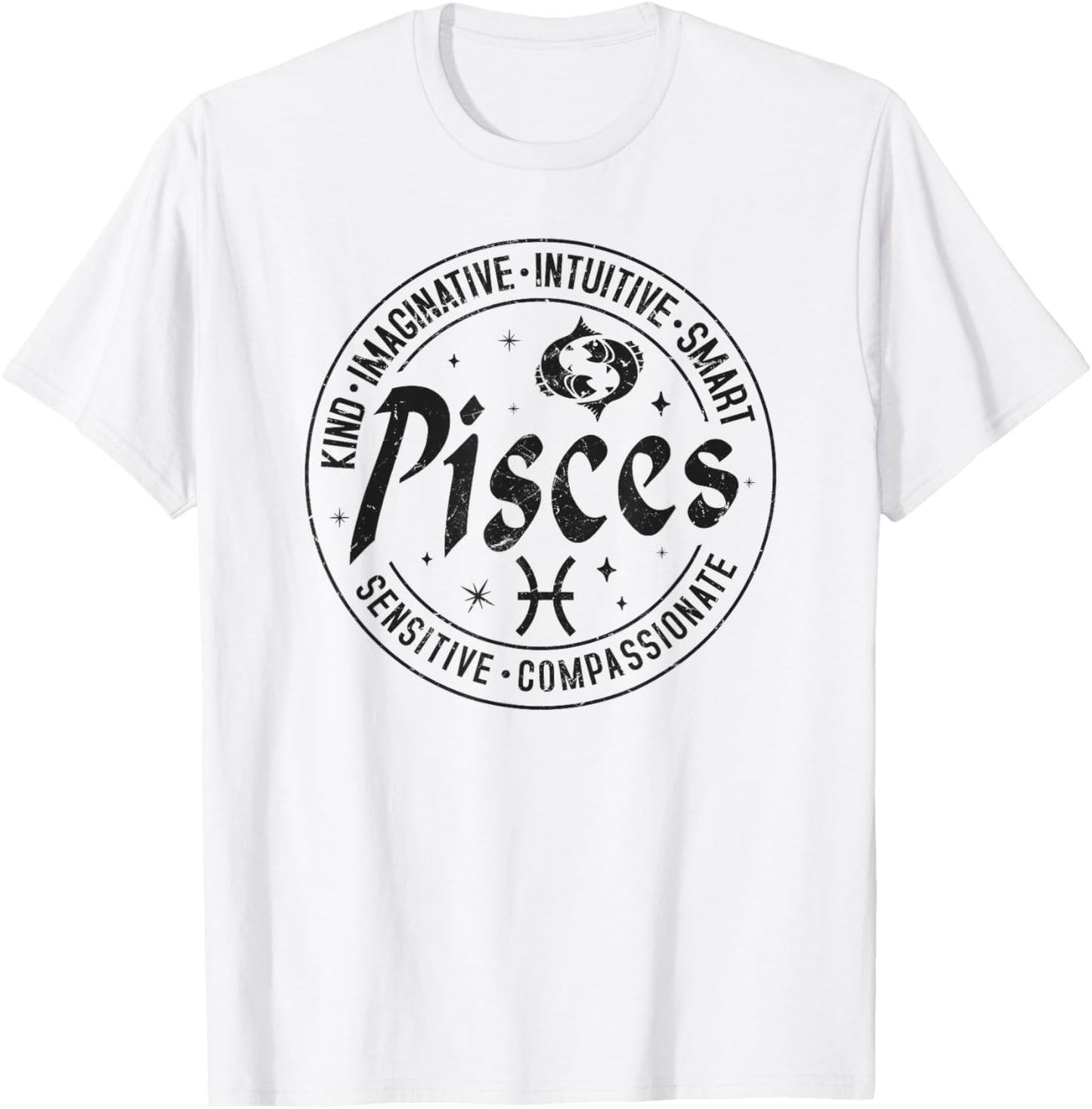 Pisces Virtues Vintage Style Zodiac Design, Pisces T-Shirt - T-Shirt | White