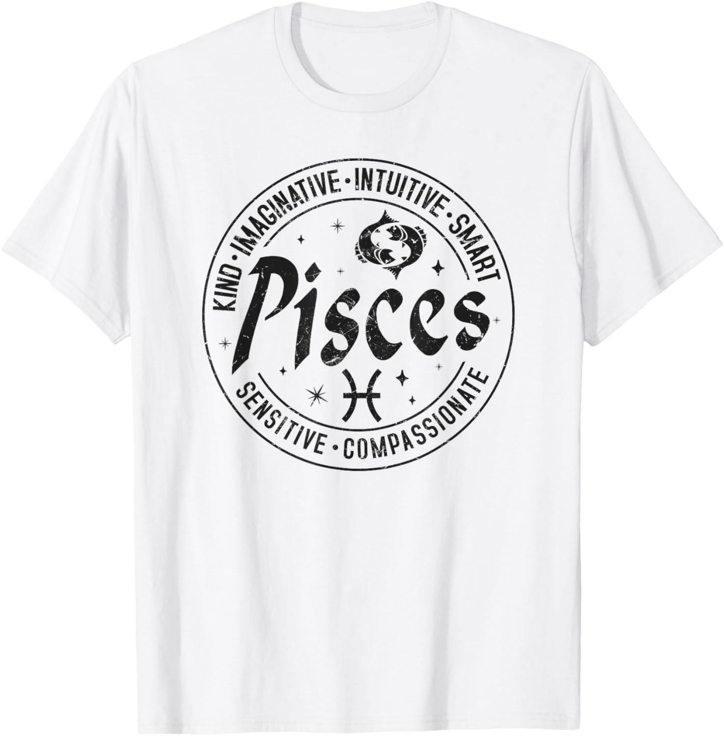 Pisces Virtues Vintage Style Zodiac Design, Pisces T-Shirt - T-Shirt | White