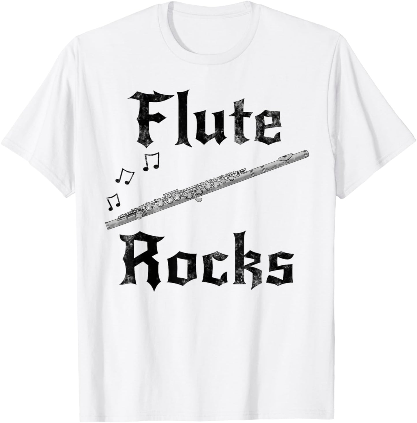 Flute Rocks, Flutist Woodwind Player Folk Musician Goth T-Shirt - T-Shirt | White