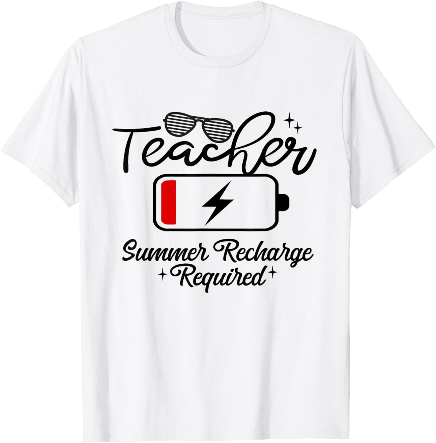 Teacher Summer Recharge Required Last-Day of School Vacation T-Shirt - T-Shirt | White
