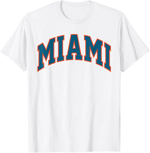 Retro Miami Men Miami Women Vintage Classic Blue Orange FL T-Shirt - T-Shirt | White