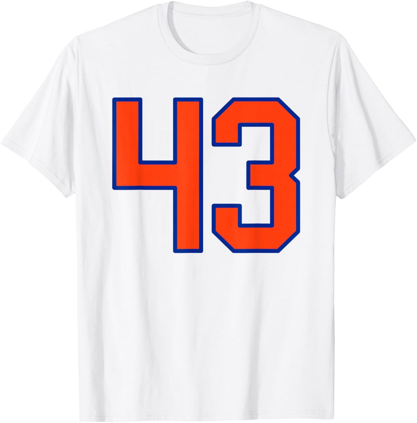 Orange and Blue Sports Number 43 Jersey Uniform Player T-Shirt - T-Shirt | White