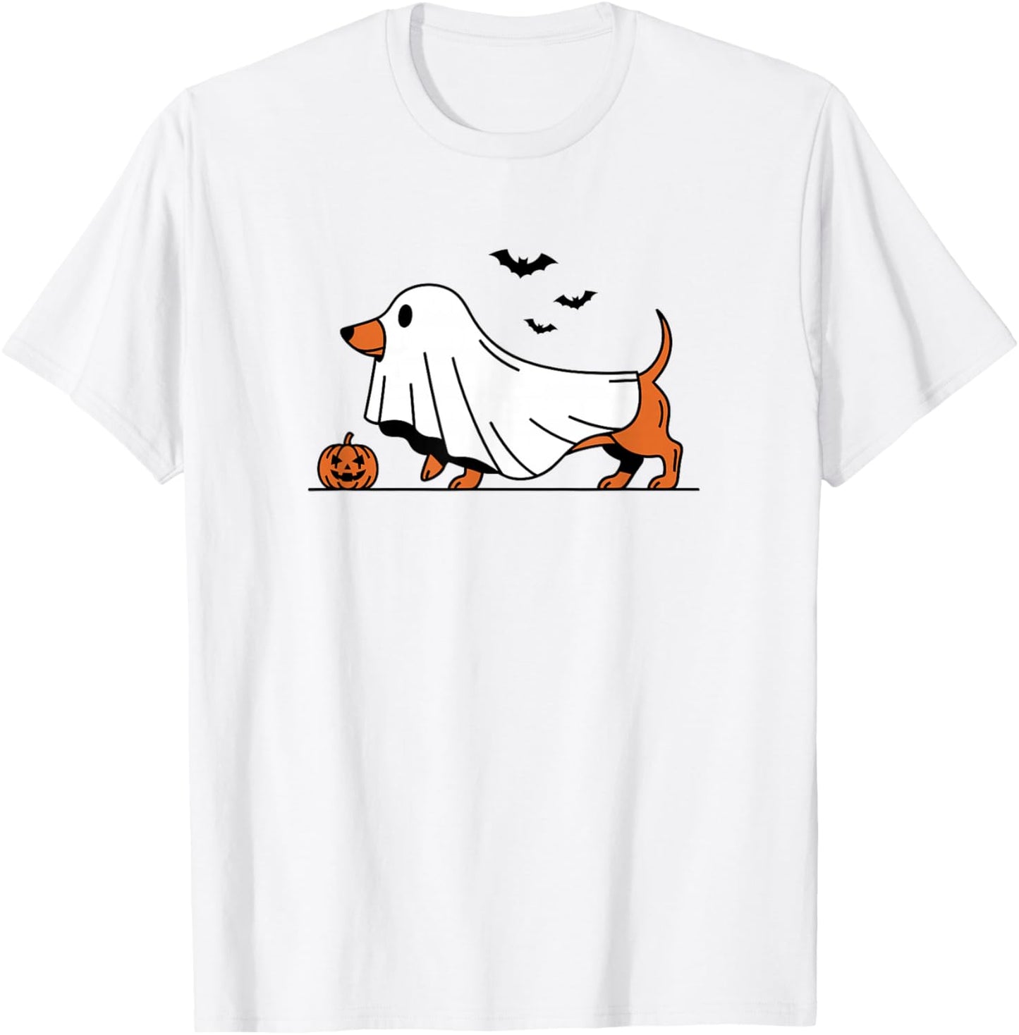 Dachshund Ghost Funny Wiener Dog Halloween Costume T-Shirt - T-Shirt | White