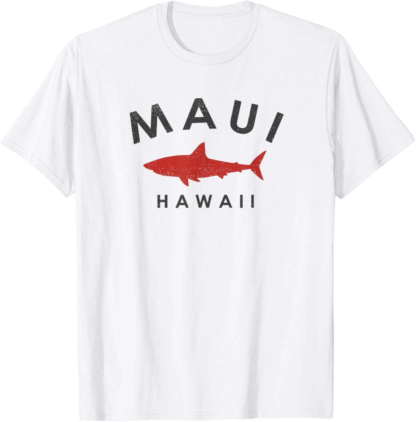 Maui Hawaii Shark Vacation Souvenir Vintage Hawaiian T-Shirt - T-Shirt | White