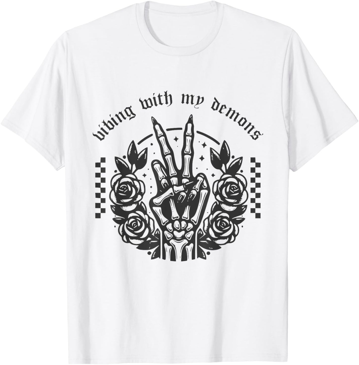 Vibing With My Demons Shirt Funny Witchy Gothic Halloween T-Shirt - T-Shirt | White