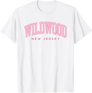 Wildwood New Jersey Retro Preppy Throwback Pink Girls T-Shirt - T-Shirt | White