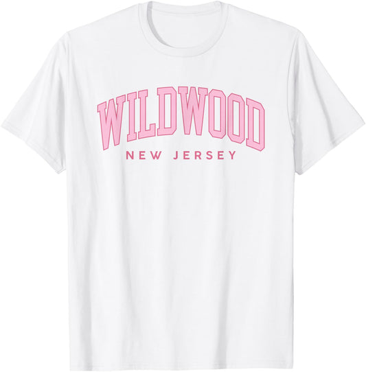 Wildwood New Jersey Retro Preppy Throwback Pink Girls T-Shirt - T-Shirt | White