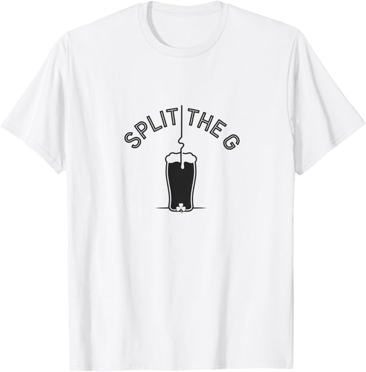 Irish Beer Split The G Shamrock Pint T-Shirt - T-Shirt | White