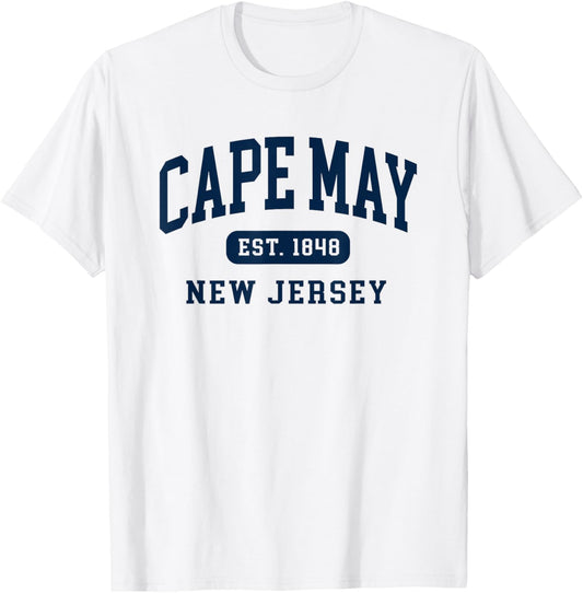 Cape May NJ New Jersey Retro Est 1848 Vintage Souvenir T-Shirt - T-Shirt | White