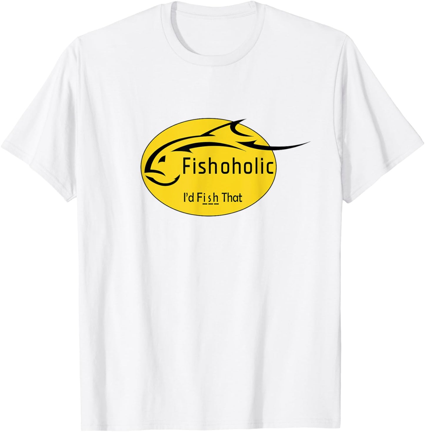 Fishoholic - Fish Logo -Adults Fishing , Grey, Small, Short Sleeve, Classic Fit T-Shirt - T-Shirt | White
