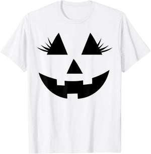 Funny Jack O Lantern Face Pumpkin Eyelashes Hallowen Costume T-Shirt - T-Shirt | White