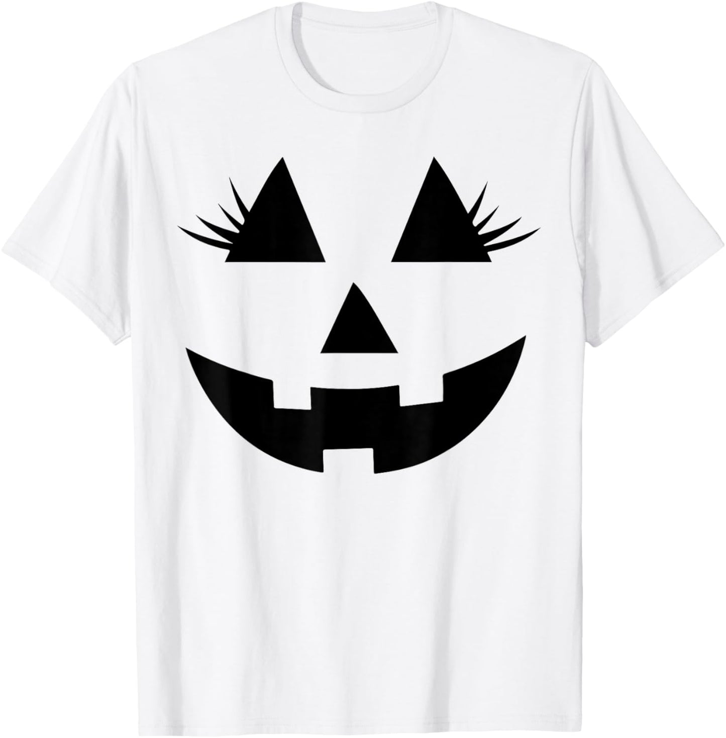 Funny Jack o Lantern pumpkin face eyelashes for Halloween T-Shirt - T-Shirt | White