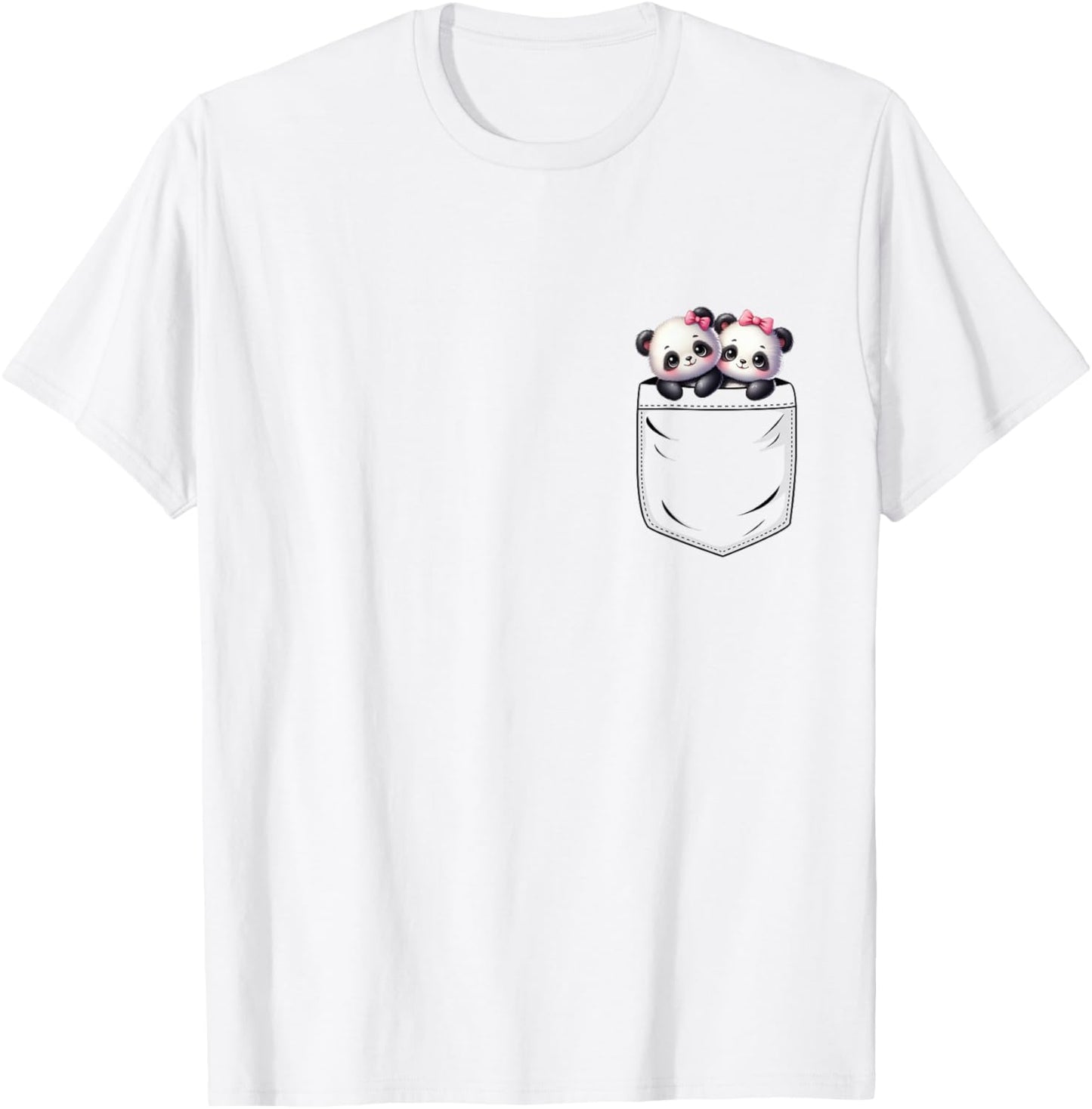 Panda Lovers Cute Funny Baby Pandas In Pocket T-Shirt - T-Shirt | White