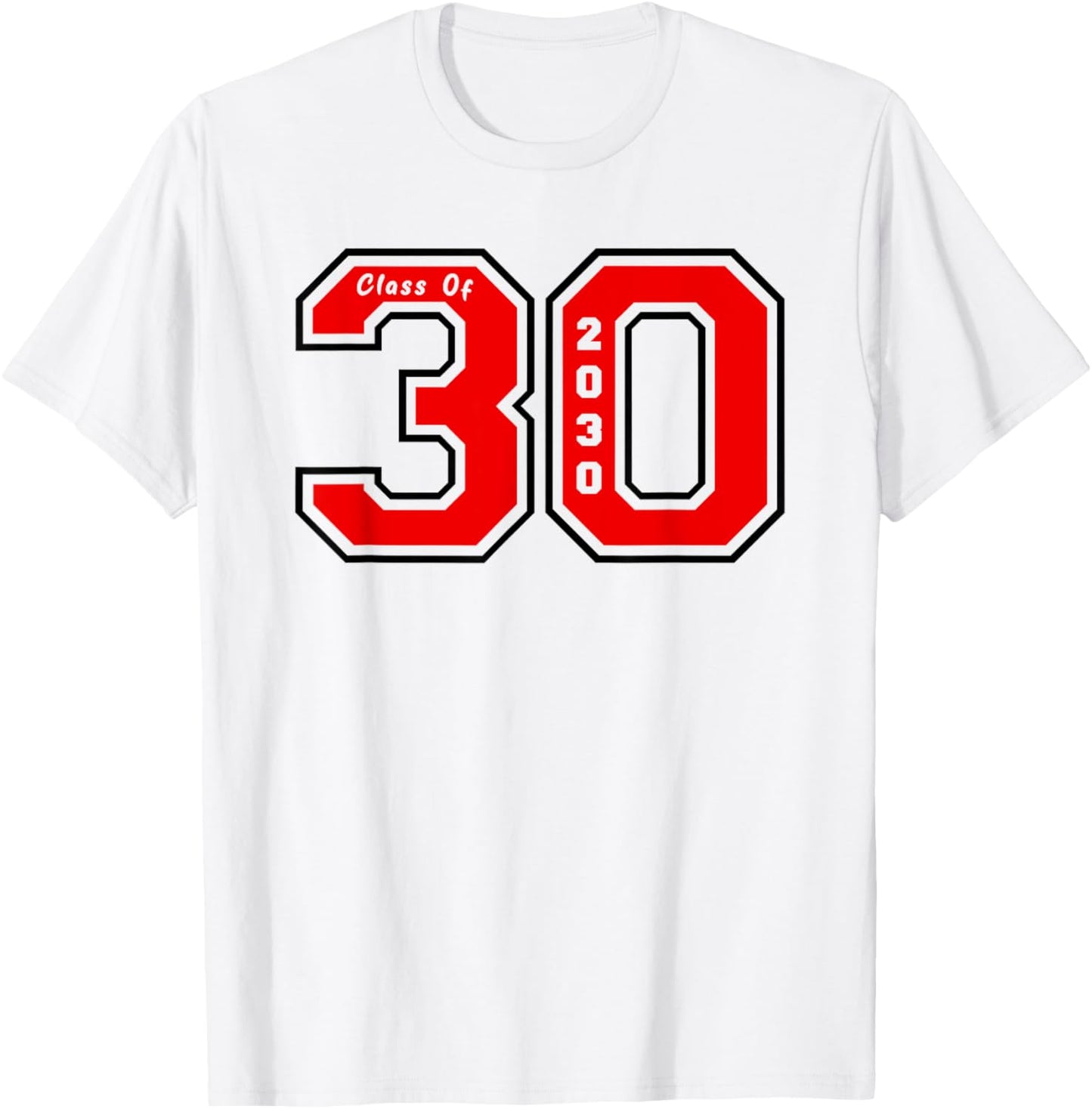 Class of 30 - Jersey Style Red Class of 2030 Graduate Gift T-Shirt - T-Shirt | White