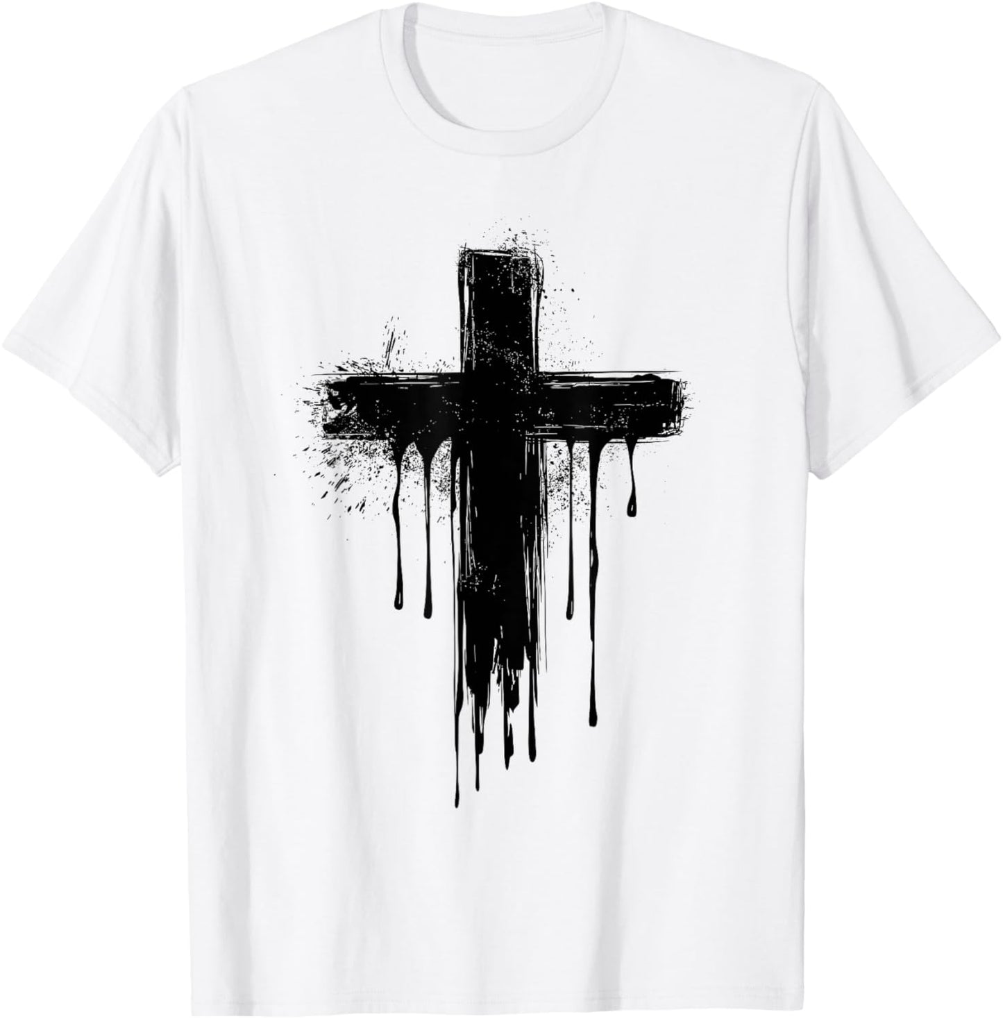 Christian Dripping Cross T-Shirt - T-Shirt | White