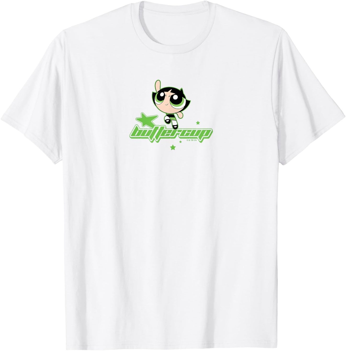 The Powerpuff Girls Buttercup Retro Stars Logo T-Shirt - T-Shirt | White