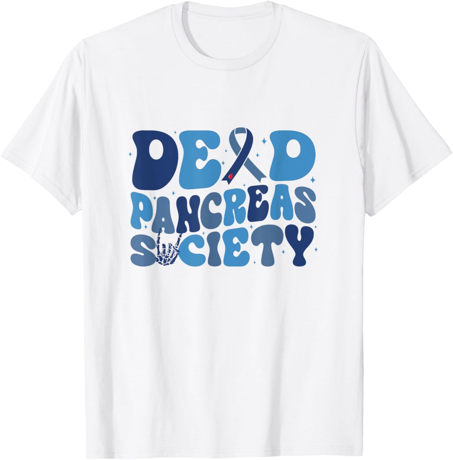 Retro Dead Pancreas Society Funny T1D Diabetes Awareness T-Shirt - T-Shirt | White